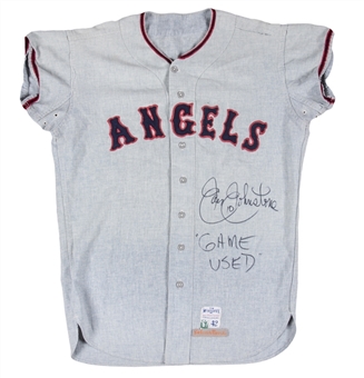 1967 Jay Johnstone Game Used Signed & Inscribed California Angels Gray Road Jersey (MEARS A9 & Beckett)